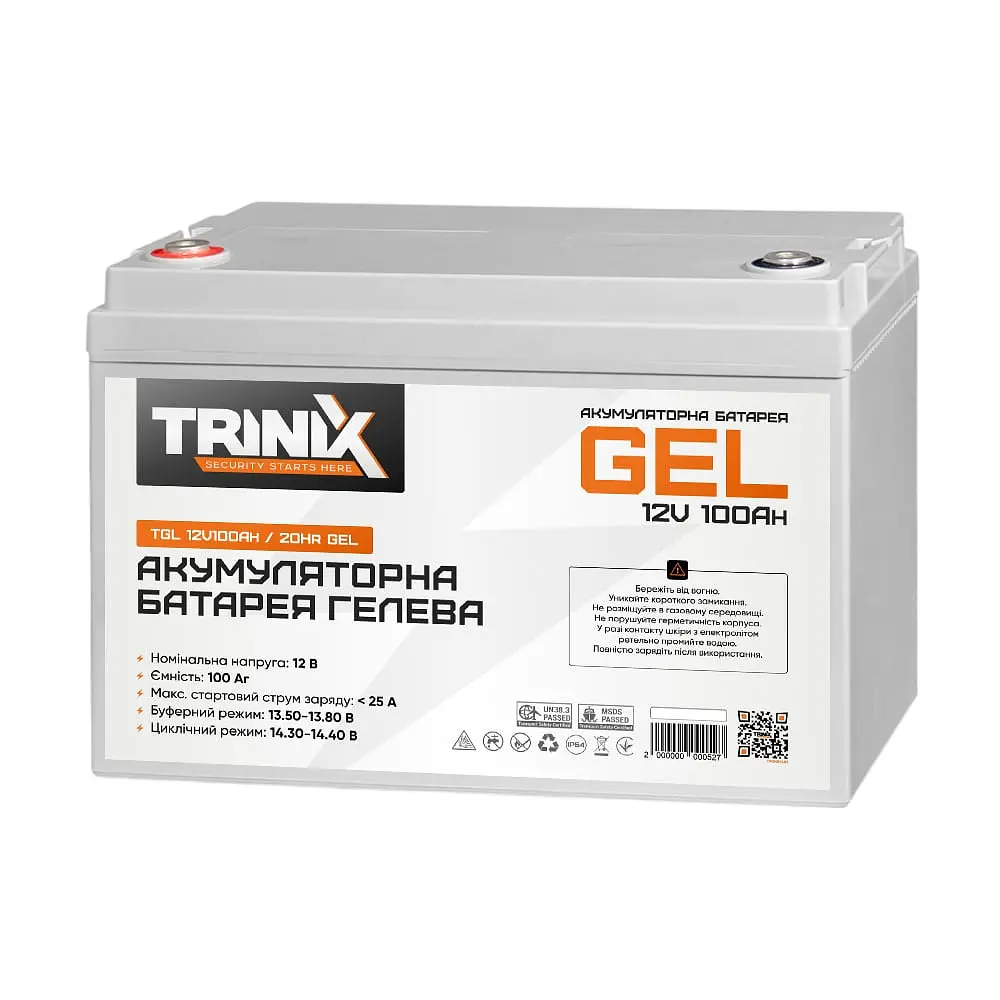 Акумуляторна батарея гелева 12В 100А*год Trinix TGL12V100Ah/20Hr GEL (44-00011)