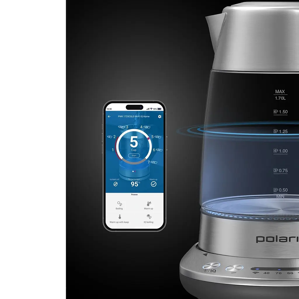 Електрочайник Polaris PWK 17115CGLD WIFI IQ Home Матовий - фото 11