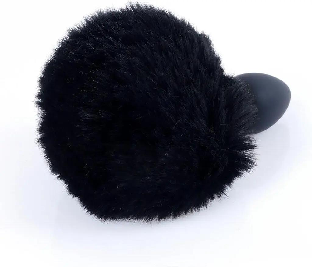 Анальна пробка з хвостом B-Series Jewellery Silicon PLUG Bunny Tail Black, 6,5х2,7 см, чорний - фото 4