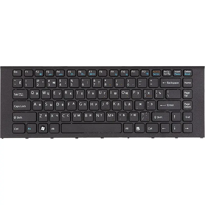 Клавіатура для ноутбука Sony Vaio VPC-EA чорна, чорний фрейм (KB315390)