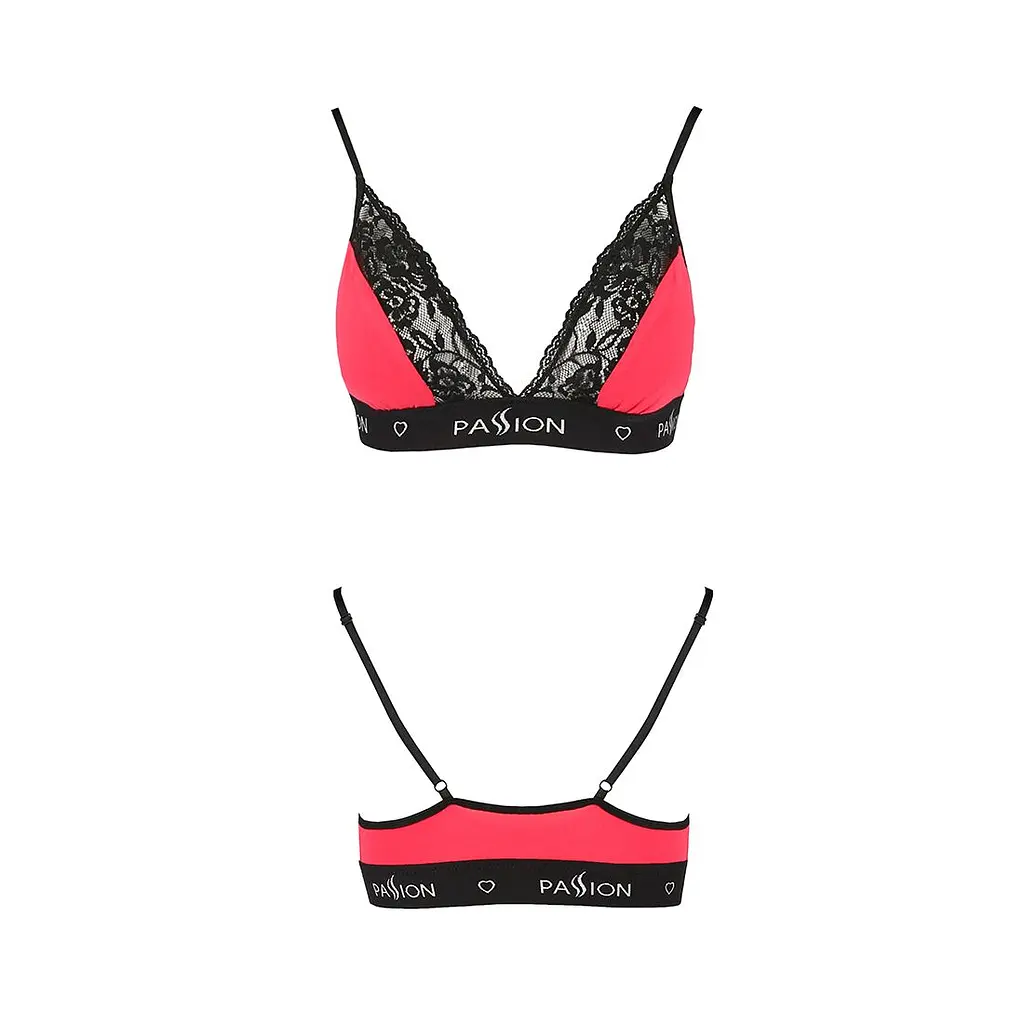 Еластичний топ з мереживом Passion PS001 TOP XL, red-black - фото 4