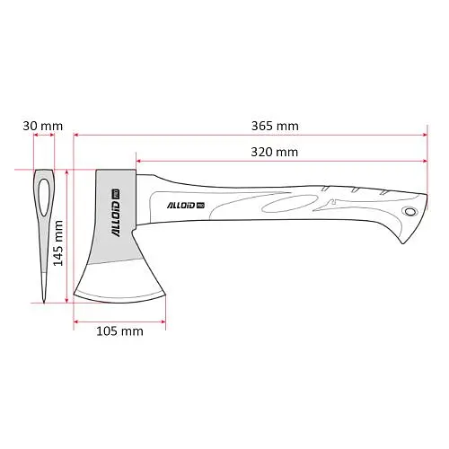 Сокира ручка з фібергрласу Alloid 600 гр 37 см (AF-7014600) - фото 2