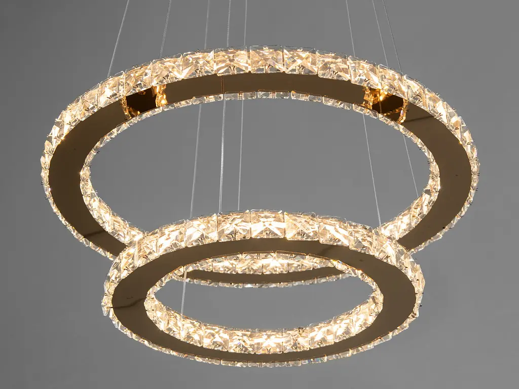 Люстра стельова LED Diasha 7206-6W/480+340G "Кришталеві кільця", 55W, 3025 лм, золото, для коридору, кухні, спальні - фото 2