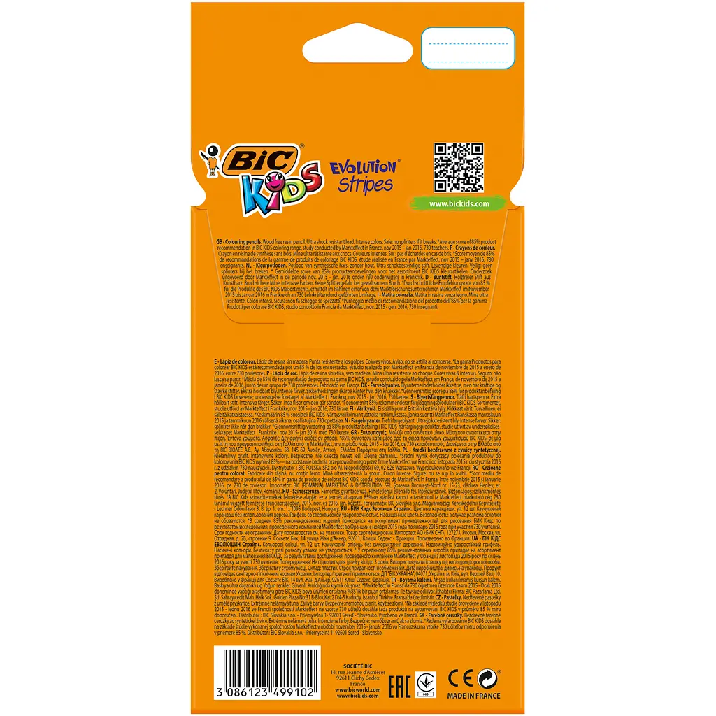 Олівці кольорові BIC Kids Evolution Strips 12 кольорів (9505221) - фото 2