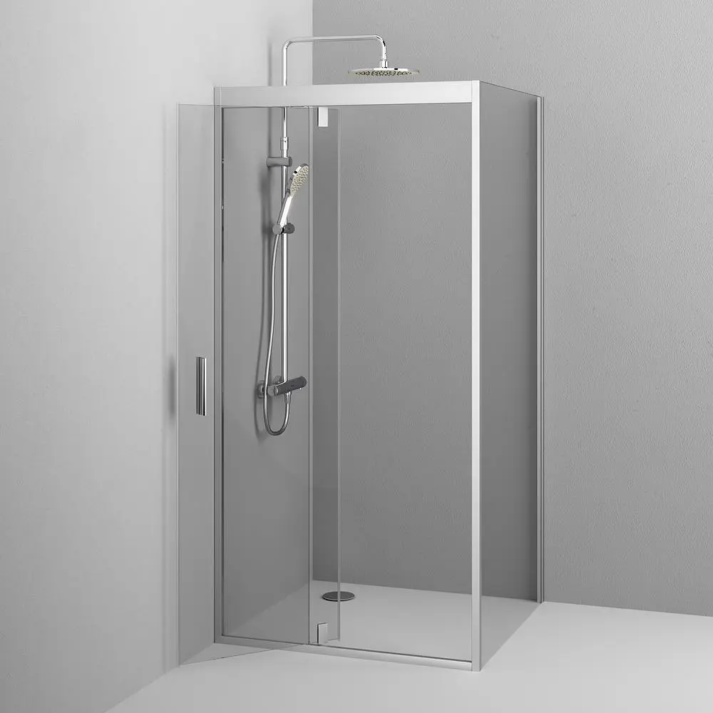 Душова кабіна Am.Pm Gem Square Pivot 90x90 см без піддону хром матовий W90UG-404-090MT, Хром матовий, прозрачний - фото 4