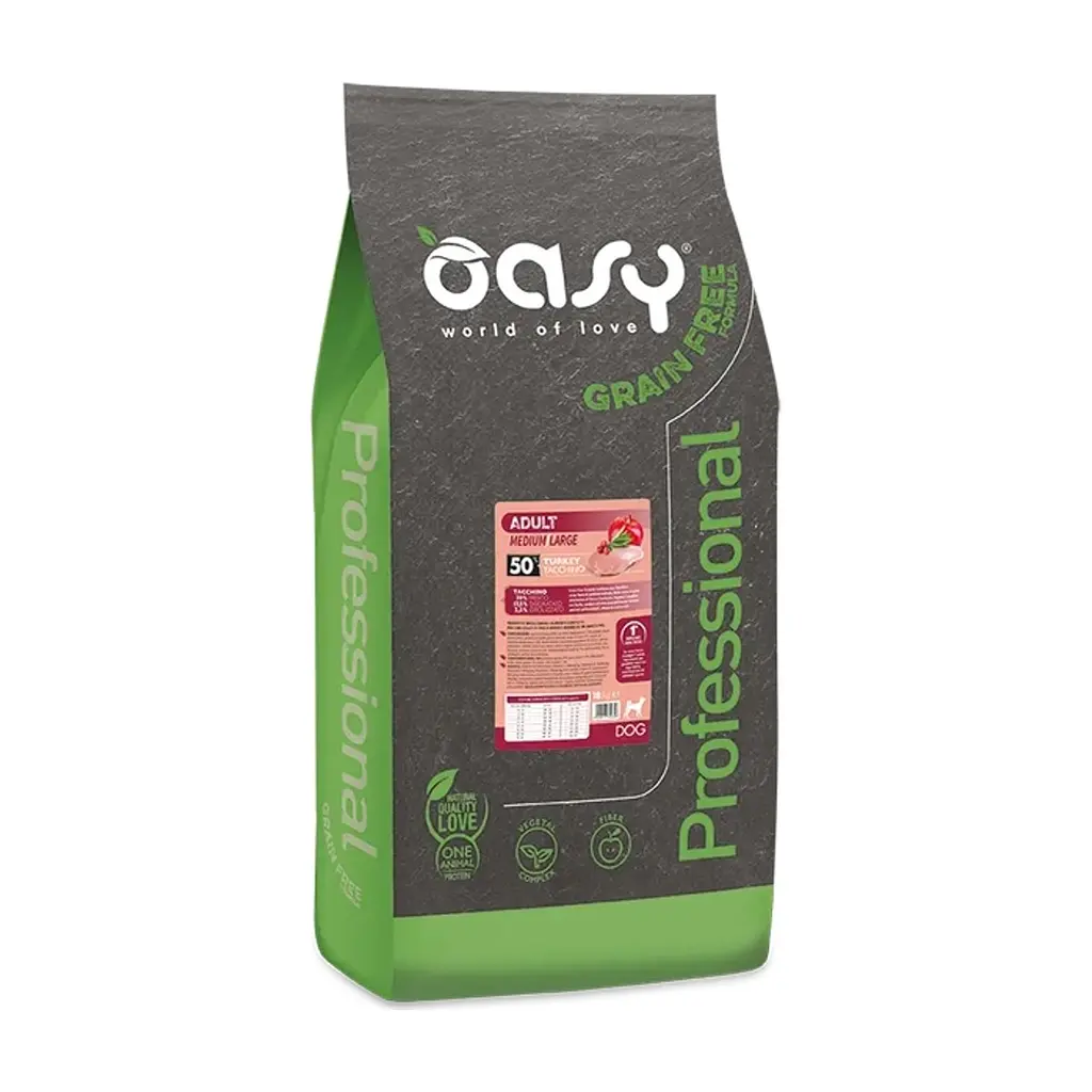 Сухий корм для собак Oasy Dog Grain Free Medium/Large індичка з яблуком та журавлиною 18 кг (8053017349398)