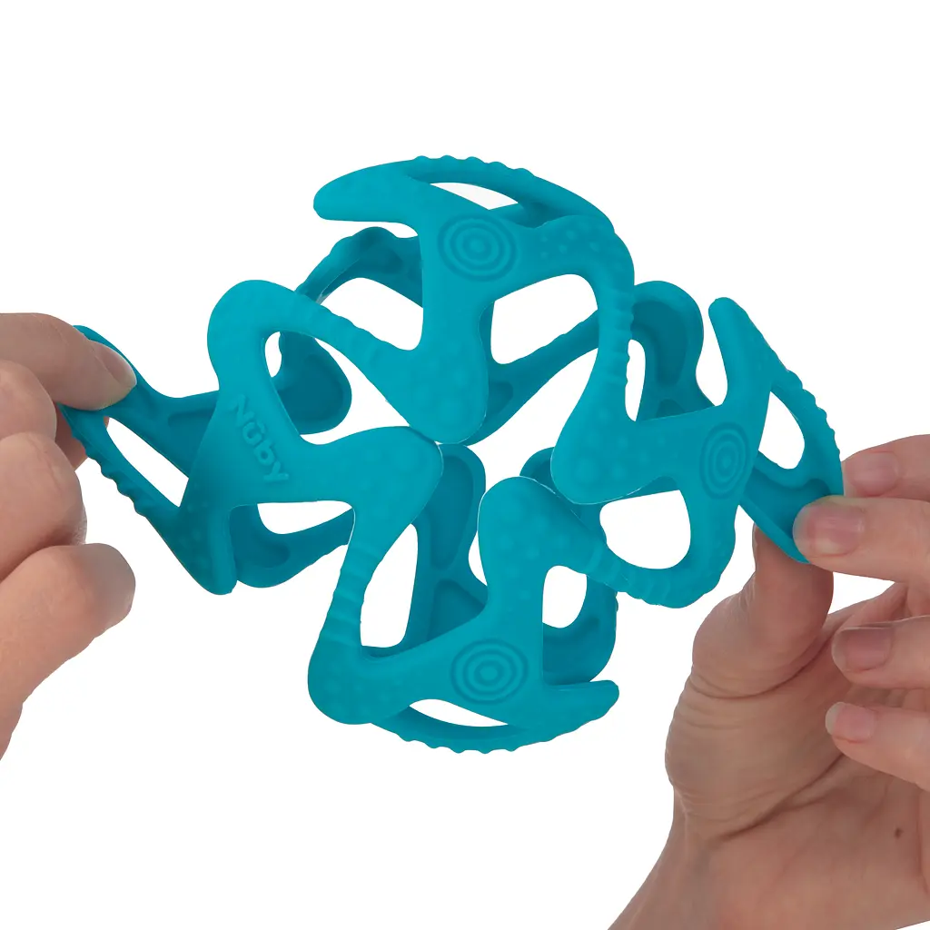 Силіконовий прорізувач Nuby Tuggy Teething Ball М'ячик, бірюзовий (6836aqua) - фото 2