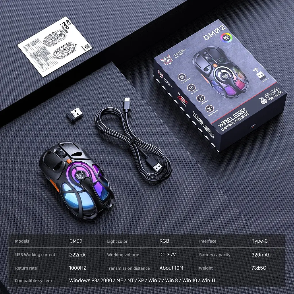 Миша Onikuma DM02 Wireless Black [161300] - фото 13