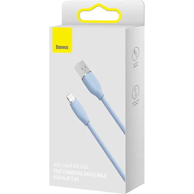 Кабель Baseus Jelly Liquid Silica Gel Fast Charging Cable USB to Lightning 2.4A 2m CAGD000103 Blue - фото 5