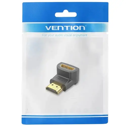 Перехідник HDMI F HDMI M, кут 90° 4K 60Hz PVC Vention чорний - фото 3