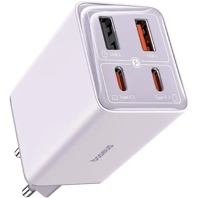 Зарядное устройство для Baseus GaN6 Pro Fast Charger 2 Type-C + 2 USB 65 W фиолетовый - фото 4