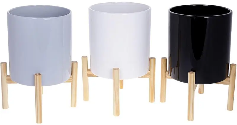 Кашпо керамическое Флора на бамбуковой подставке BonaDi 20х20х37.3 см dec0009120 - фото 2