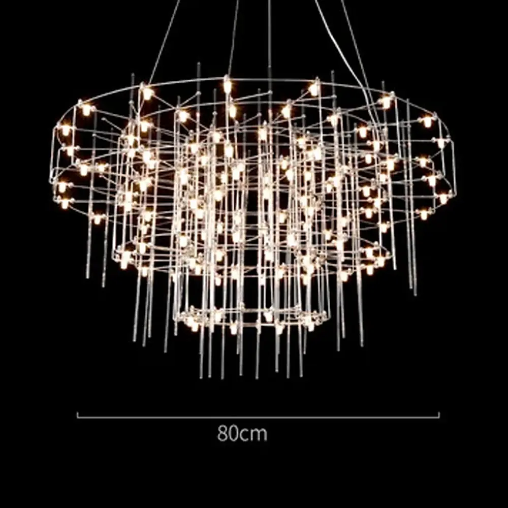 Невесомая серебряная трехъярусная люстра Ø 80 см Line F | Ст. MJ205-800 CH - фото 5