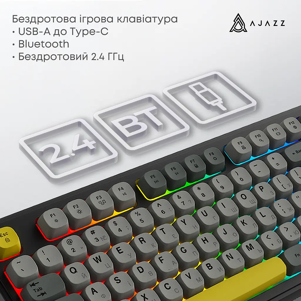 Клавіатура бездротова Ajazz AF98 PLUS Black (AF98-PLUS-BGY) - фото 9