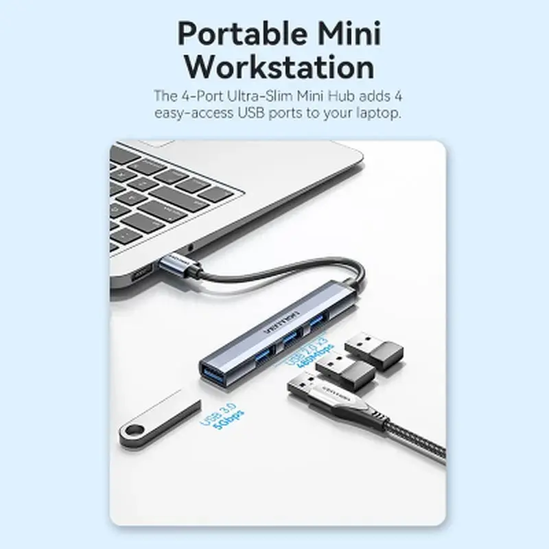 Концентратор Vention USB 3.0 to 1xUSB 3.0 + 3xUSB 2.0 0.15m gray (CKOHB) - фото 6