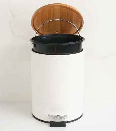 Відро для сміття Yoka Vini white bamboo 3л для ванної кімнати CH.VINI-WHT, Білий - фото 4