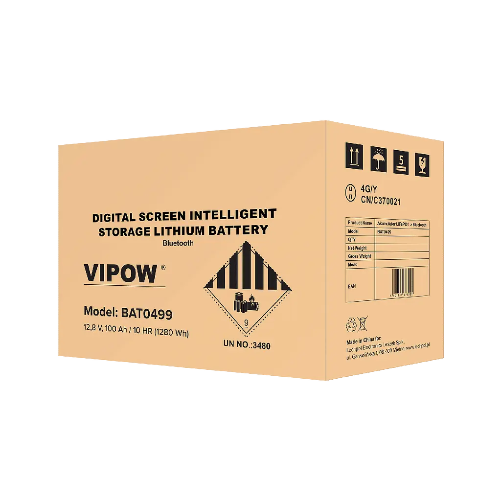 Акумулятор Vipow LiFePO4 12.8В 100 Ah 100А BMS 1280Wh Bluetooth - фото 3