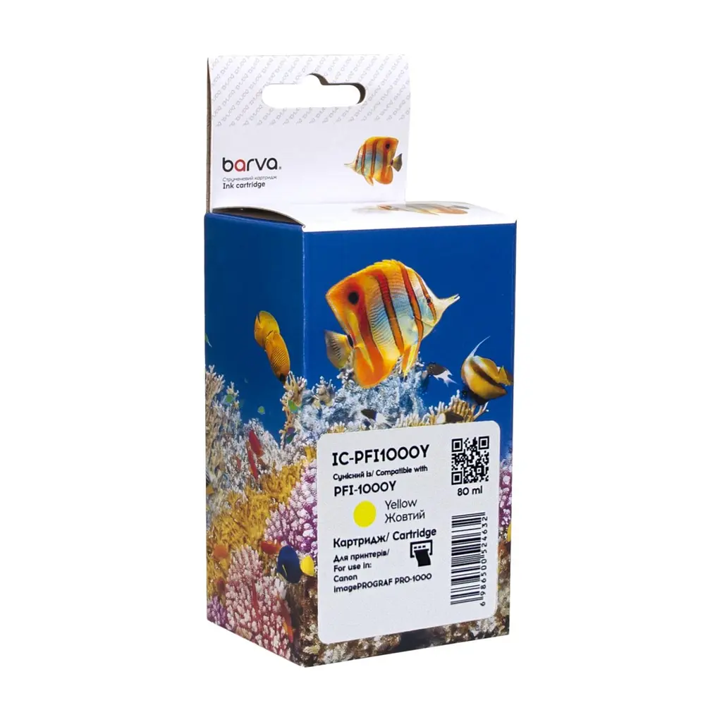 Картридж Barva Canon PFI-1000Y 0549C001 80мл yellow (IC-PFI1000Y)