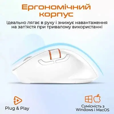 Комп'ютерна мишка MeeTion BTM032 Wireless/Bluetooth/USB White (MT-BTM032-B) - фото 6