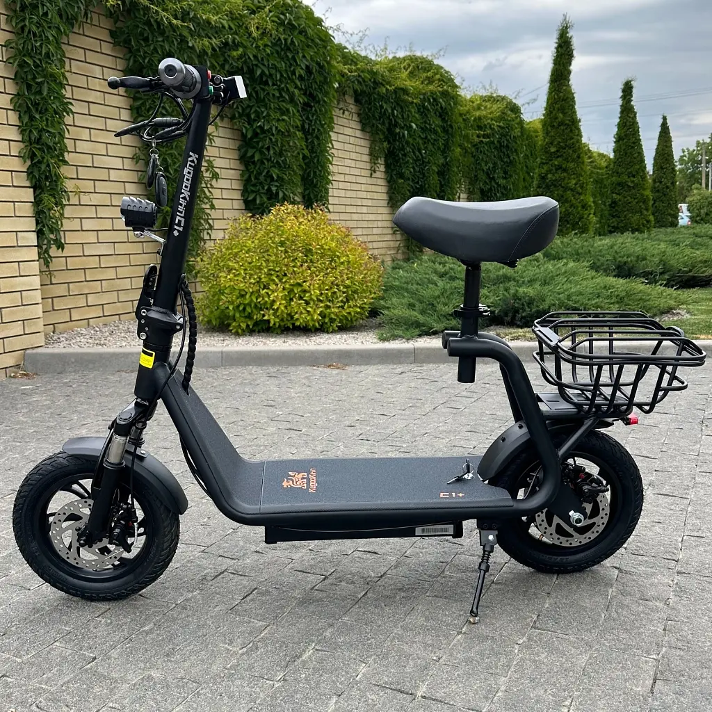 Электросамокат KUGOO Kirin C1+ Plus 18Ah 1000W черный, с усиленной корзинкой - фото 3