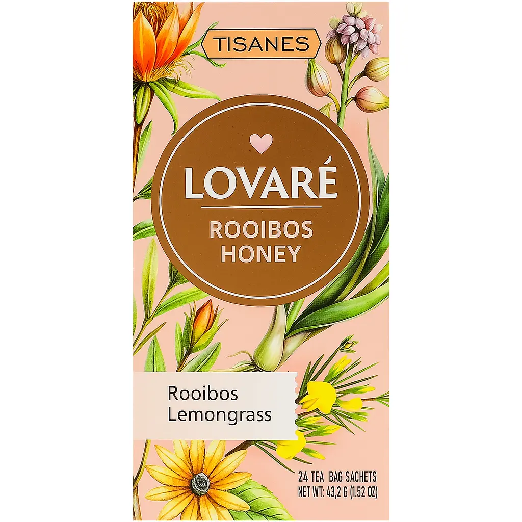Чай Lovare Tisanes Rooibos Honey бленд ройбушу та трав’яного чаю з квітами 43.2 г (24 шт. х 1.8 г) - фото 2