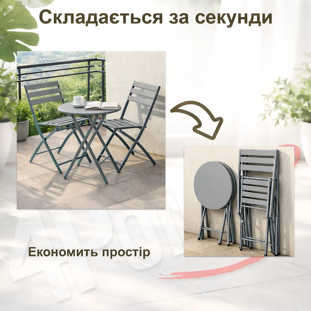 Комплект меблів 4Points Set City-2 столик + 2 стільці зі сталі - фото 9