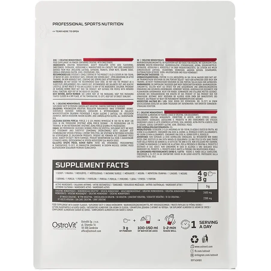 Креатин OstroVit Creatine Monohydrate Вишня 500 г - фото 2
