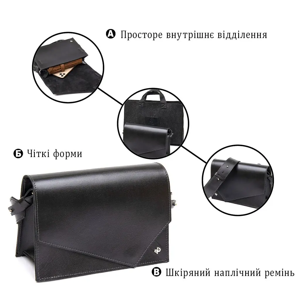 Жіноча стильна сумка з натуральної шкіри Grande Pelle 11434 чорний - фото 8