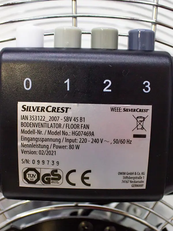 Підлоговий вентилятор Silver Crest HG07469A - фото 3