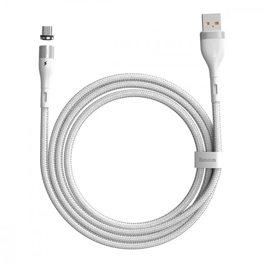 Кабель Baseus Zinc Fabric Magnetic Cable USB to MicroUSB 2.4A 1m CAMXC-K02 White - фото 2