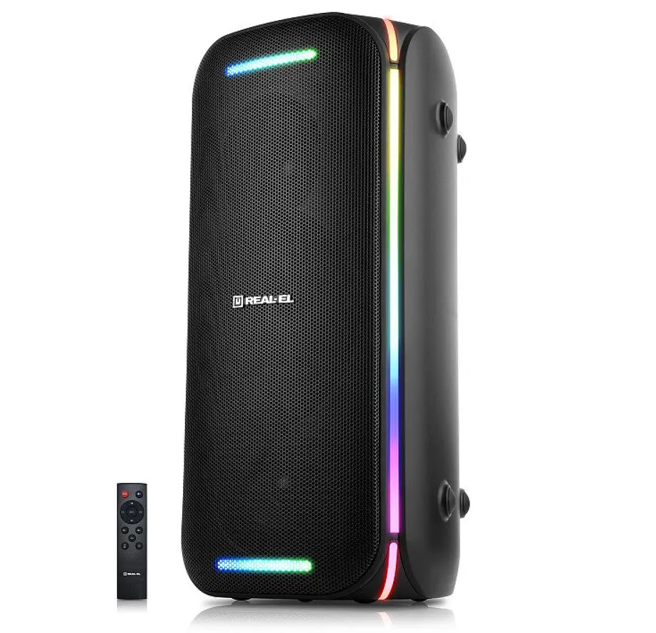 Портативна колонка бумбокс REAL-EL X775-PSS Boombox 80W Bluetooth TWS, RGB, Black