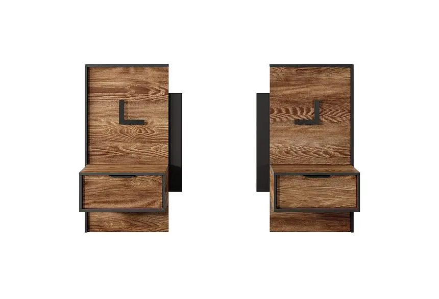 Тумбы прикроватные 2 шт. с подсветкой Perfect Home Милтон / Milton с 2 ящиками 1S/49 Каштан/антрацит (PFH-091082) - фото 3