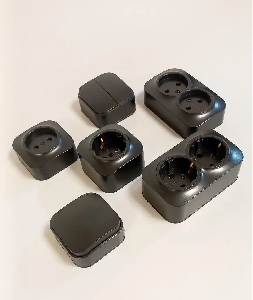 Розетка HOROZ ELECTRIC Eva, подвійна накладна, чорна - фото 4