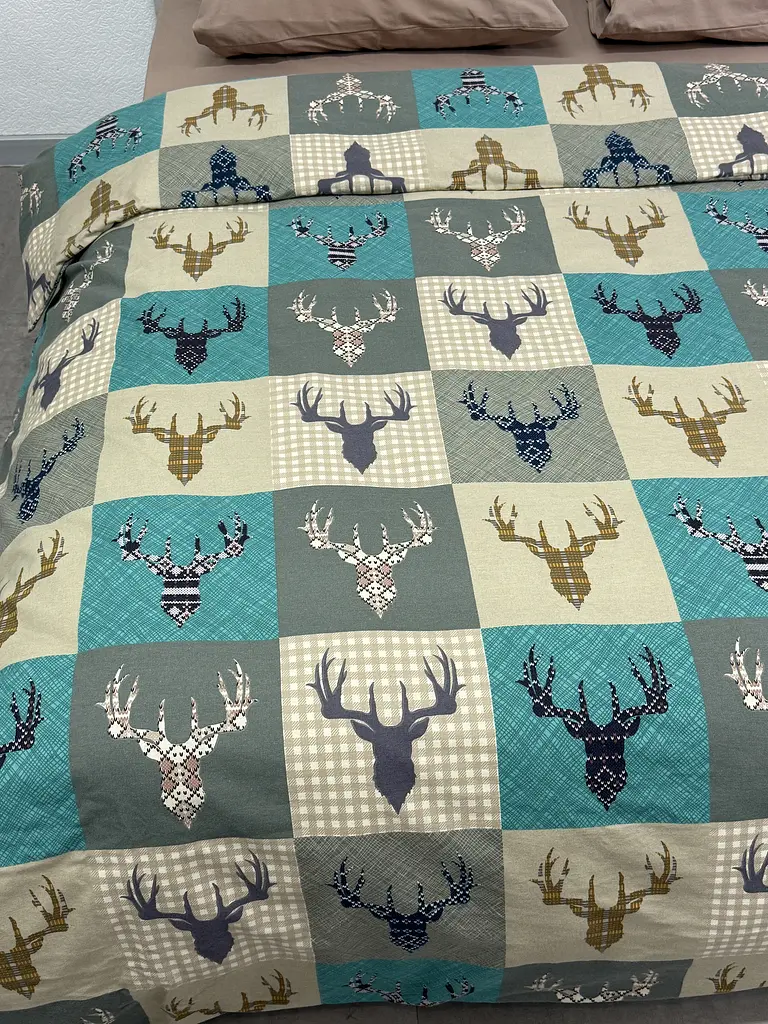 Комплект постільної білизни Ecotton полуторний 29345-3 Оленi на зеленому (24286) - фото 10