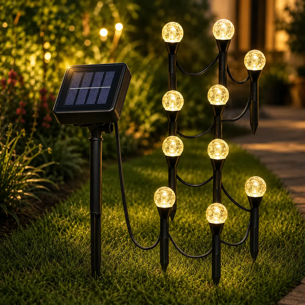 Садовий світильник garden light з сонячною панеллю / Кулясті ліхтарі для саду з бульбашками Solar / Світлодіодна LED-гірлянда для саду - фото 2
