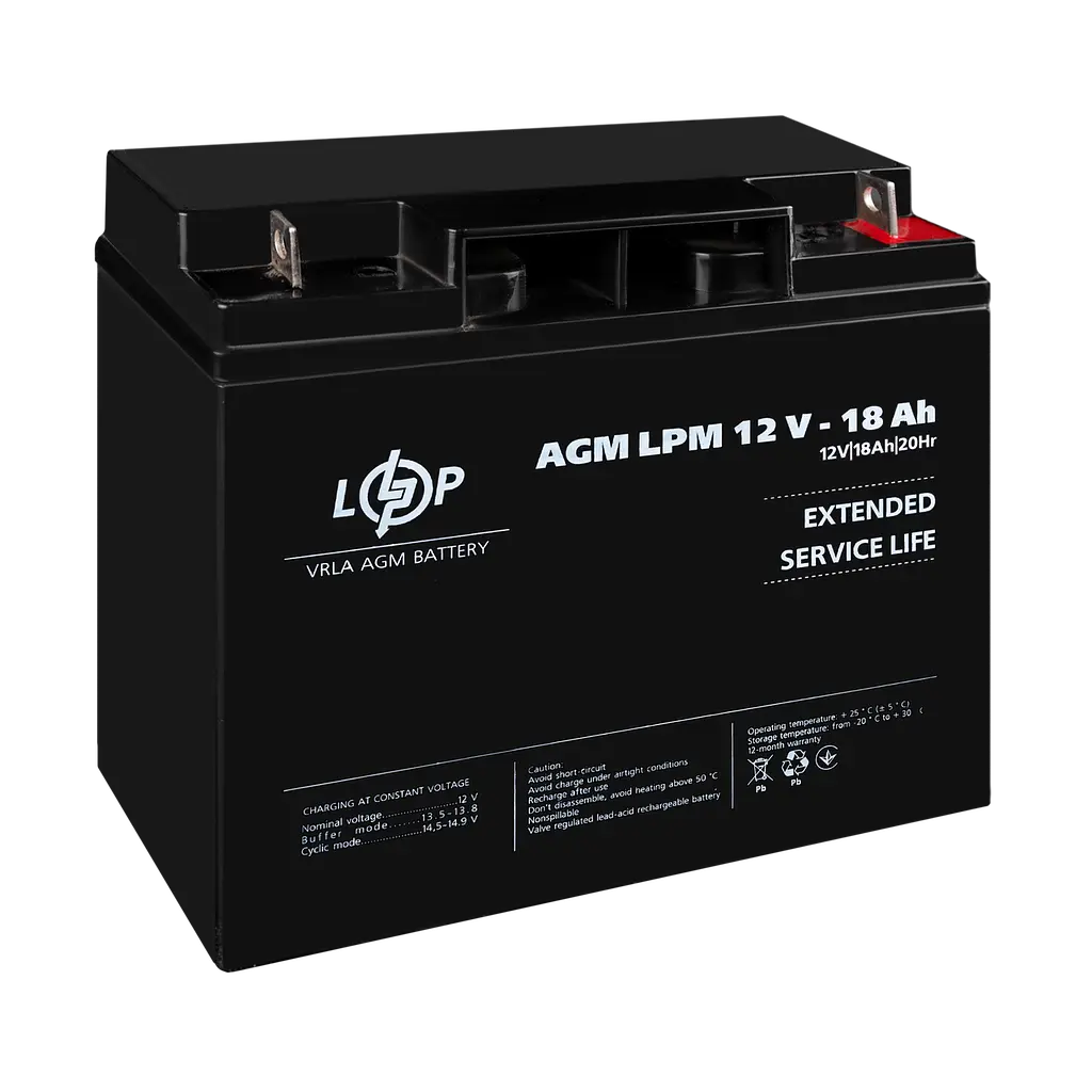 Акумулятор AGM LPM 12V - 18 Ah - фото 3