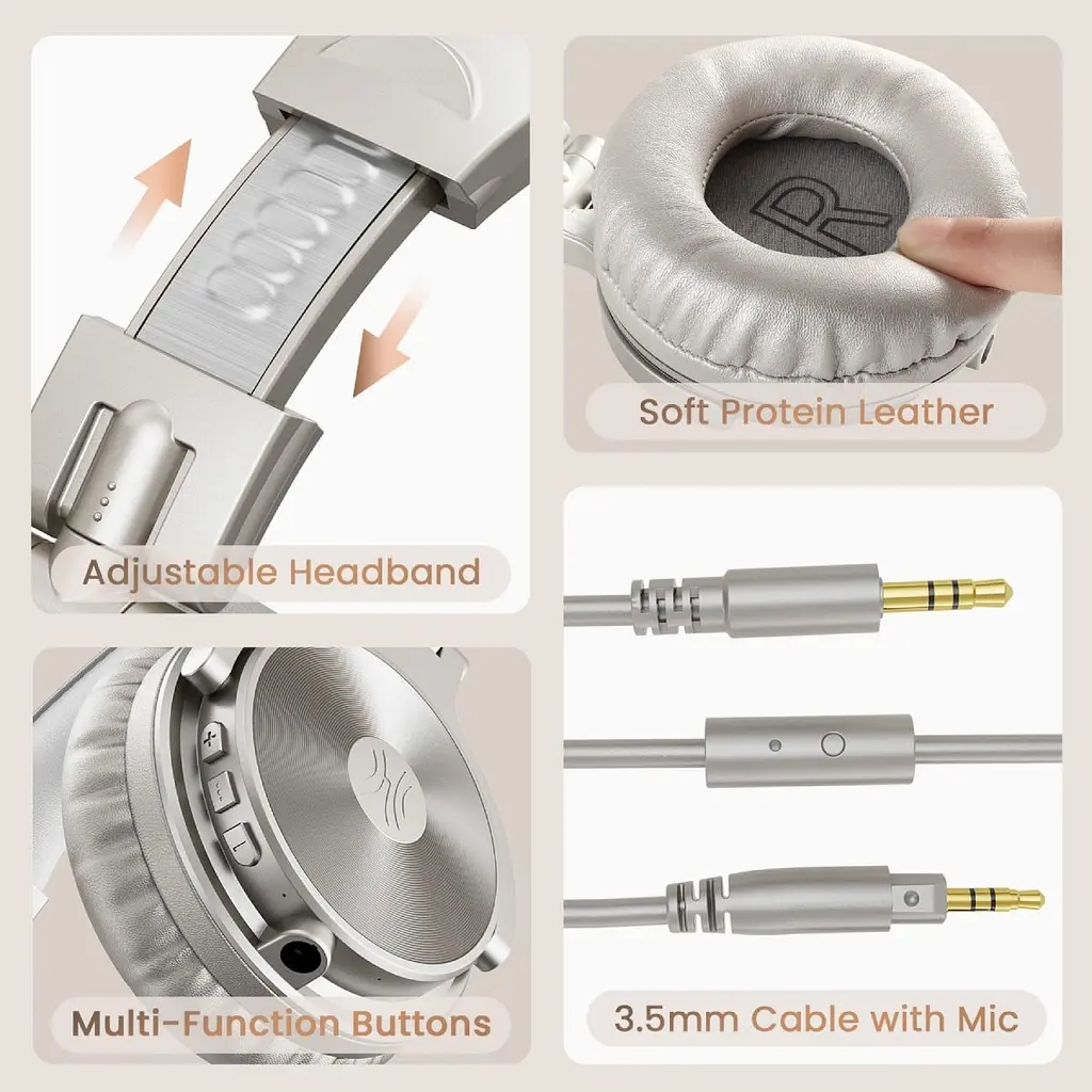 Гарнитура OneOdio Studio Pro CBluetooth + 3.5 мм Silver (Pro C Silver) - фото 3
