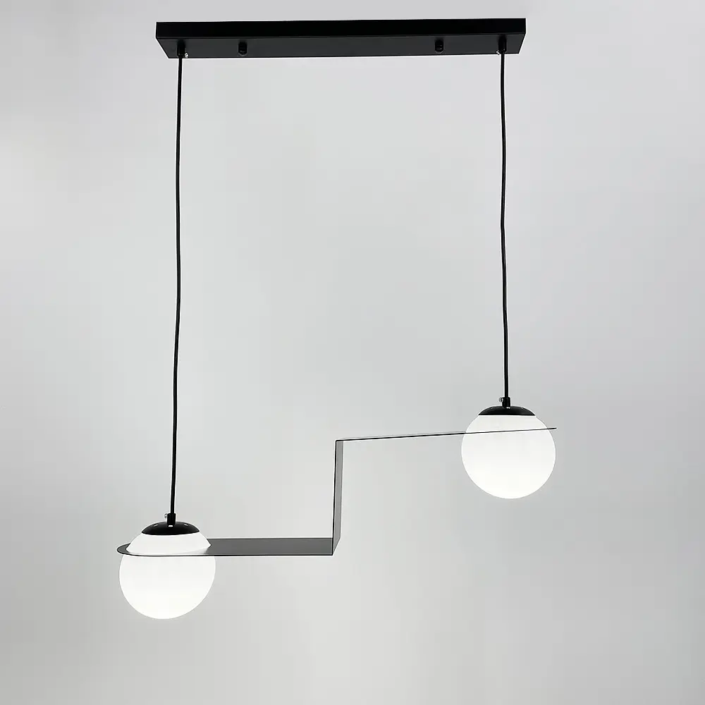 Подвесная люстра в сферических мотивах с двумя плафонами | Ст. 921/2 BK+WT | Line F - фото 2