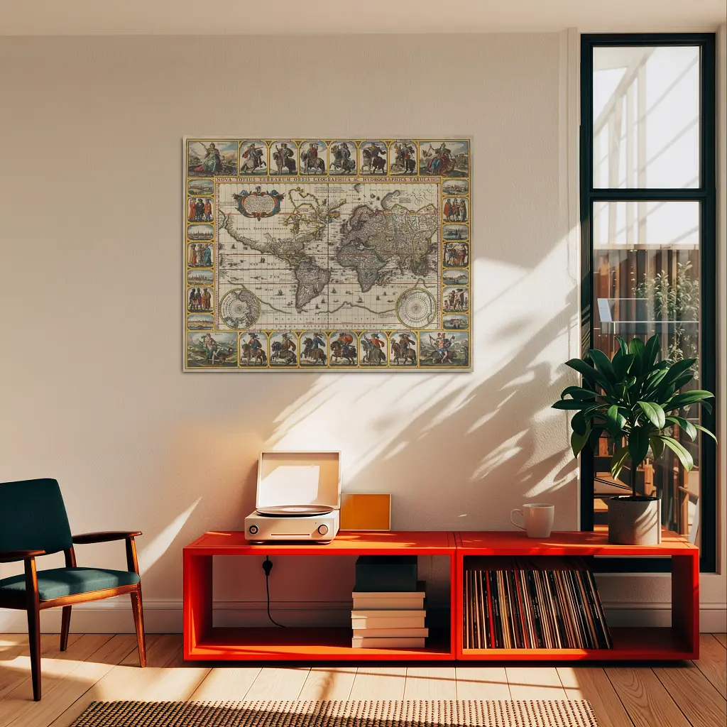 Інтер'єрна картина Стародавня карта Землі, Earth Ancient Map, географія, історія, інтер'єрний декор, 86×106 см (id3028) - фото 2