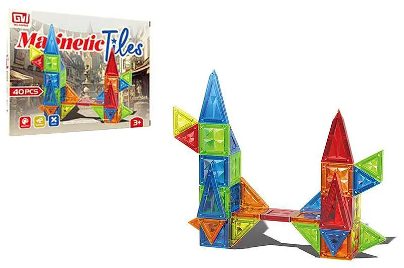 Магнітний конструктор Magnetic Tiles із прозорого пластику 40 деталей для дітей 3+ (GW965)