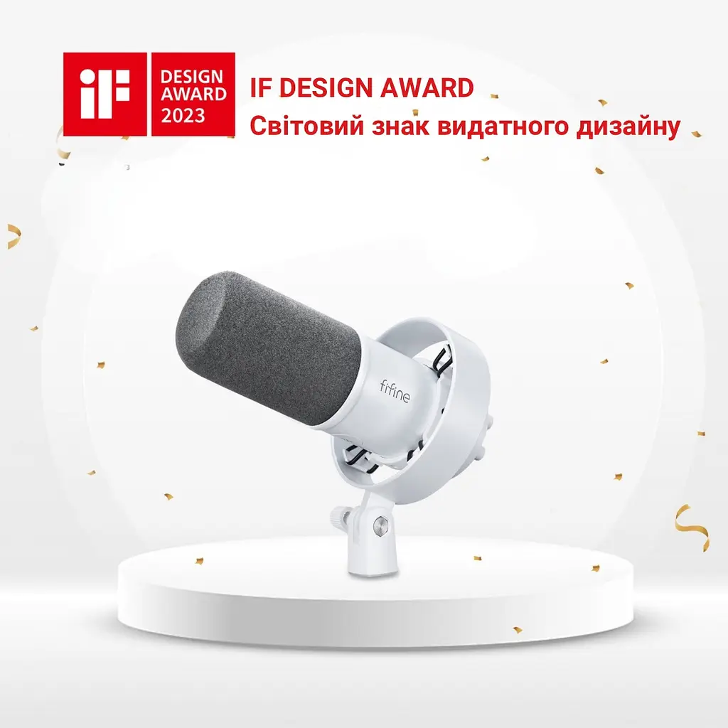 Мікрофон Fifine White динамічний USB/XLR (T688W) - фото 6