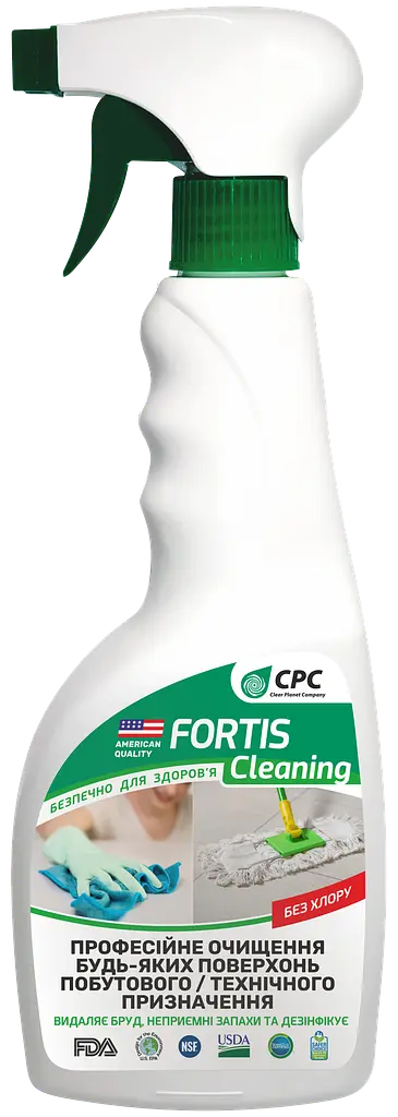 Fortis Cleaning, 0.500 мл, Ефективно видаляє різні види забруднення, плісняву, грибок, дезінфікує поверхню та видаляє неприємні запахи