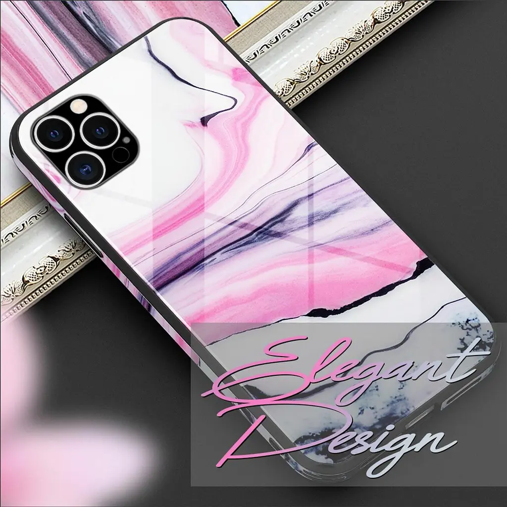 Чохол Nalia із загартованого скла для iPhone 12 Pro Max, жорсткий чохол-бампер з мармуровим дизайном - фото 6