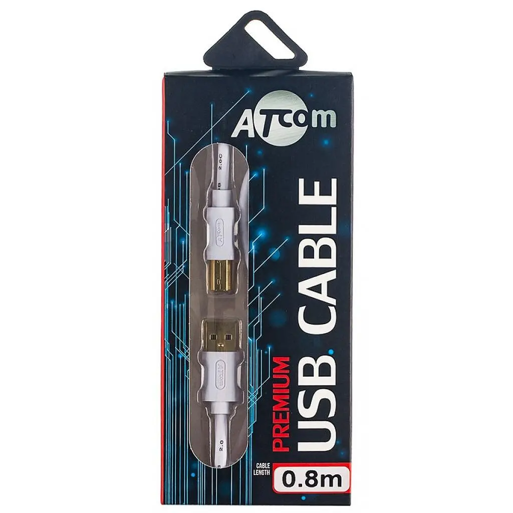 Кабель для принтера USB 2.0 AM/BM 0.8m Atcom (14370) - фото 2