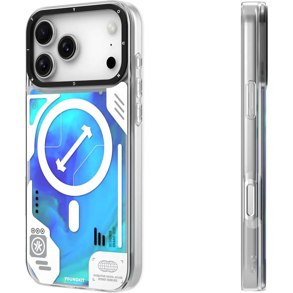 Чохол YoungKit Cyberpunk Luminous Case with Magnetic Ring для Apple iPhone 17 Pro Max Glow Blue [168232] - фото 3