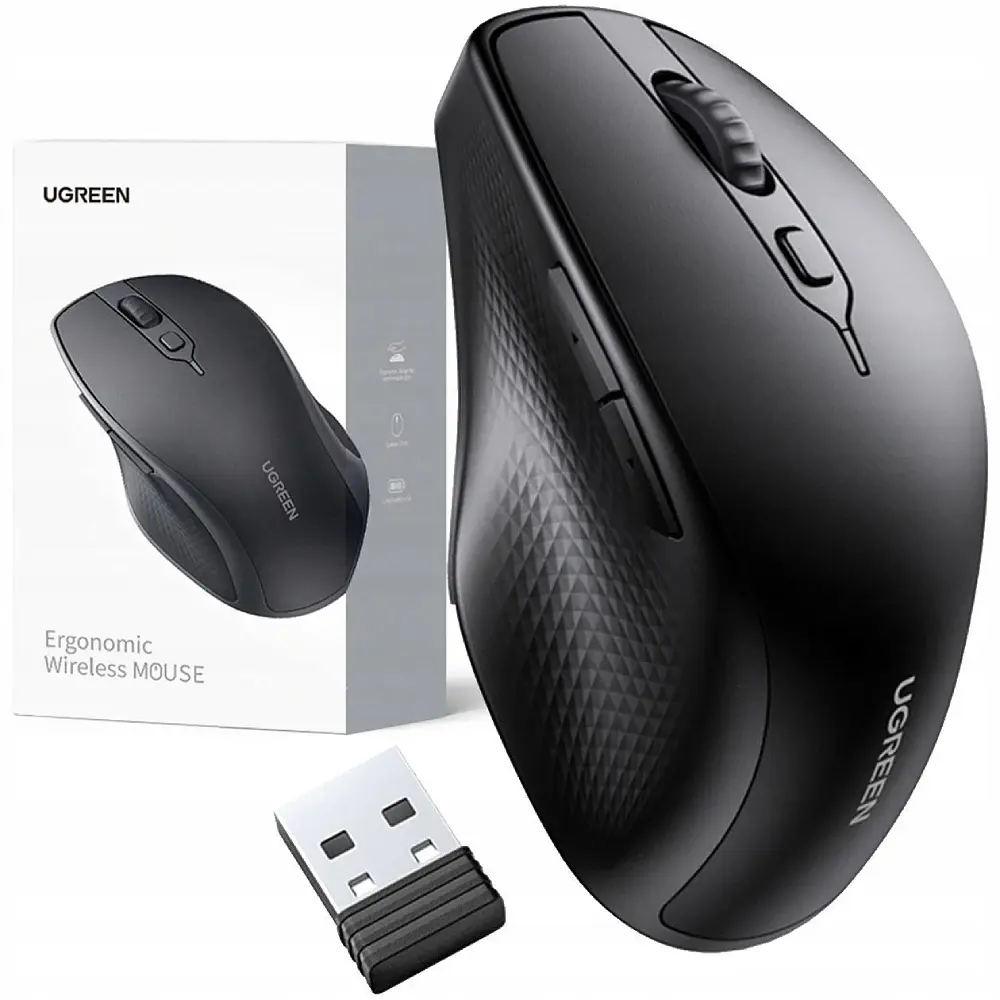 Мишка UGREEN 2.4GHz+Bluetooth MU101, бездротова, 4000dpi., 5кн., чорна - фото 6