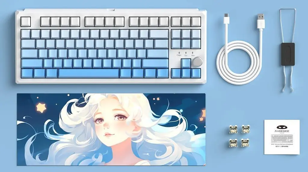 Клавіатура MageGee SKY 87 RGB Blue Whale Switch Wireless (6971969728509) White/Blue Gradient (G-000003958) - фото 15