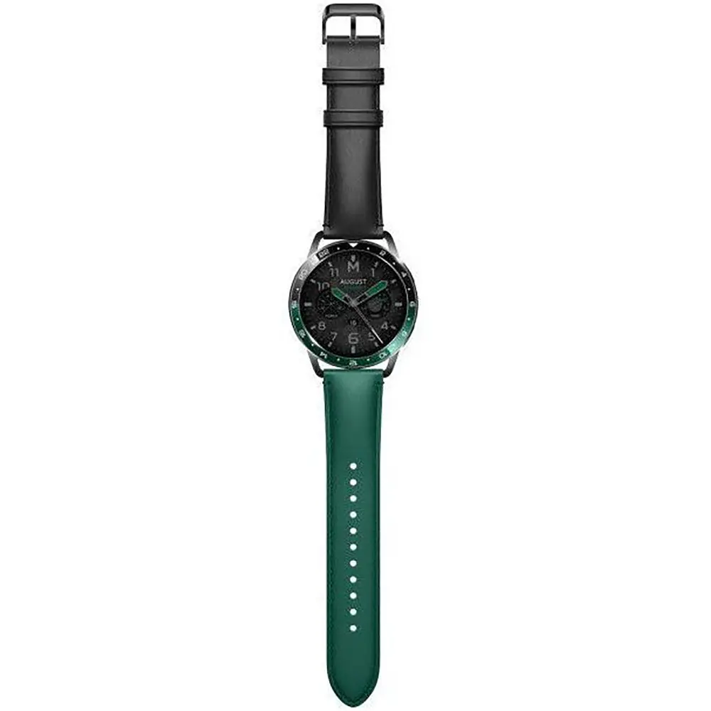 Безель і шкіряний ремінець Sikai для смартгодинника Xiaomi Watch S3/S4 Black-green - фото 7