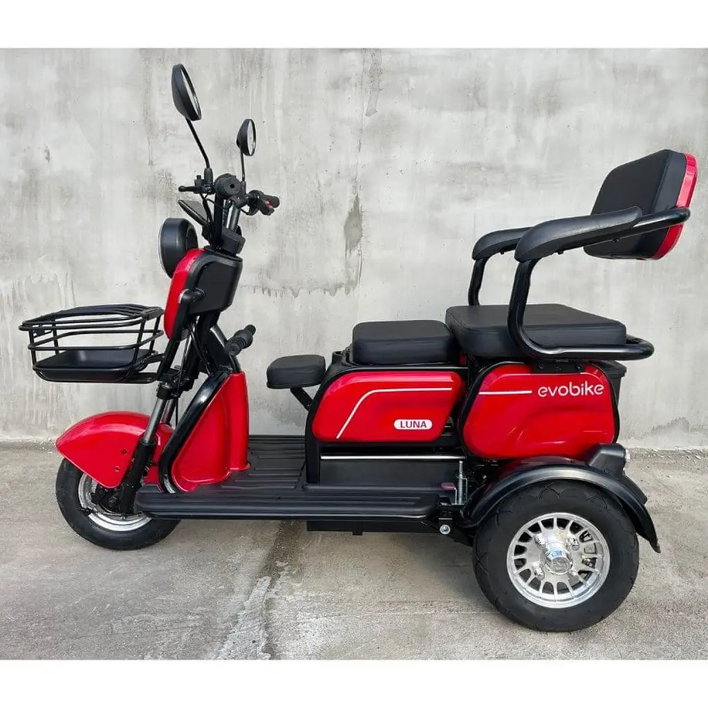 Електроскутер триколісний EVOBIKE Luna TRIO PRO 1200W 60V 20Ah (2026) зі знімним графеновим акумулятором та пасажирським сидінням | Червоний - фото 2