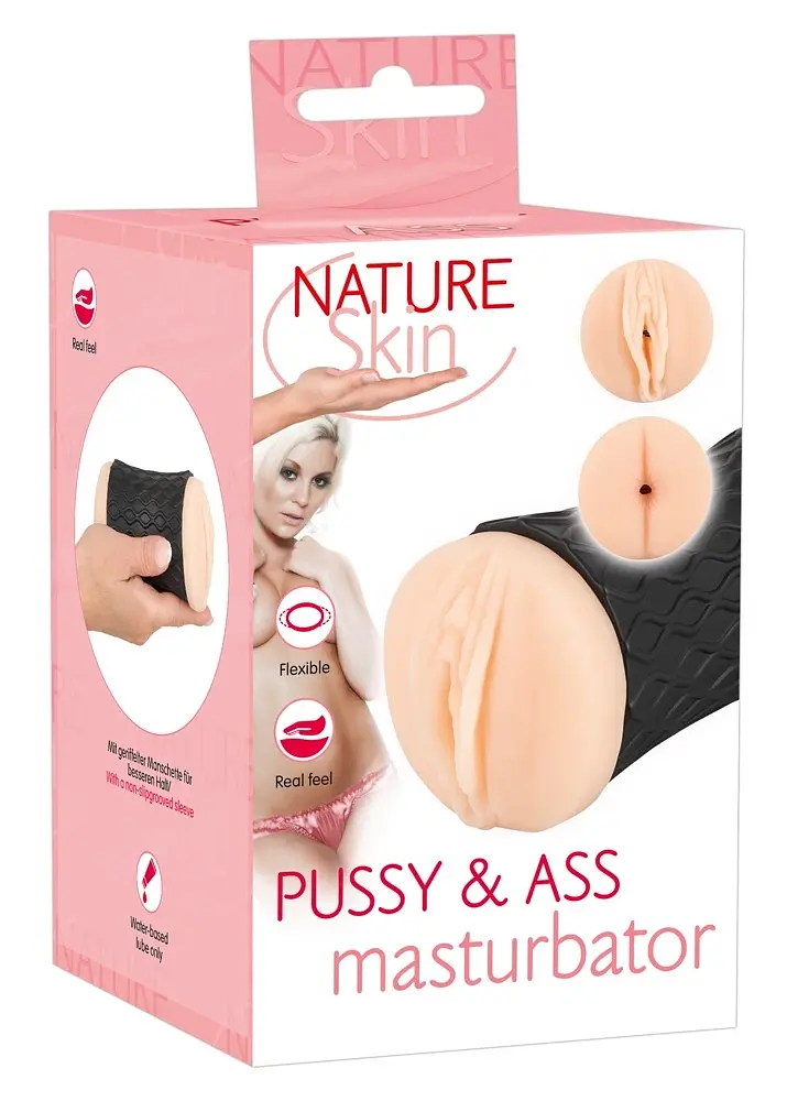 Двойной мастурбатор Nature Skin Pussy Ass телесный - фото 2